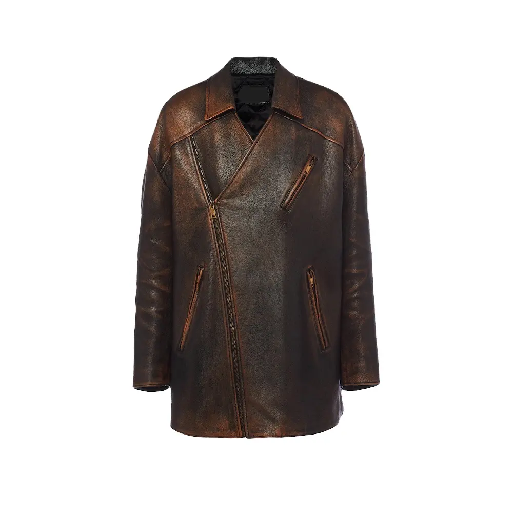 top trending men genuine leather long brown color coats for sale on wholesale rates made by best manufacturers