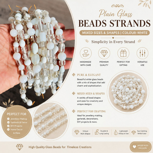 Perles de verre blanches unies de qualité supérieure, formes et tailles variées, pour la fabrication de bijoux, les loisirs créatifs, la décoration intérieure et les créations élégantes. - Product Image 2