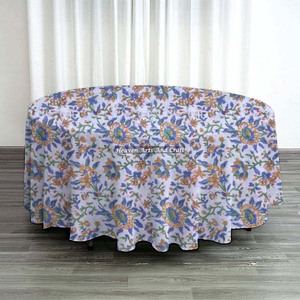 Mantel Floral de Algodón con Estampado a Mano, Mantel Redondo para Mesa de Comedor, Regalo de Navidad 2026 - Product Image 4