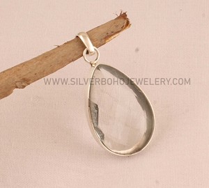Colgante de Cuarzo Cristalino de Plata de Ley 925 al por Mayor, Colgante de Piedra Preciosa de Cuarzo Transparente Natural Hecho a Mano, Joyería de Cristal de Roca Transparente - Product Image 5