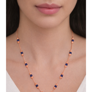 Collar de Cadena con Cuentas de Oro Sólido de 18K y Cuentas de Cristal Azul, Elegante Regalo para Mujer, Joyería Moderna para Uso Diario - Product Image 3