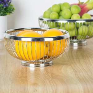 Corbeille à fruits moderne en acier inoxydable de qualité supérieure pour l'organisation du comptoir de cuisine avec une construction en métal durable - Product Image 1