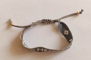 Bracelet à perles géométriques en alliage, style bohème, bijoux unisexes, motif gris et blanc, bracelet réglable - Product Image 2