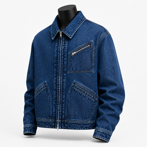 Chaqueta vaquera personalizada para hombre, estilo vintage, con cremallera, informal, estilo streetwear, fabricante OEM ODM - Product Image 3