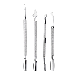Pousse-cuticules professionnel en acier inoxydable réutilisable de haute qualité à double extrémité, nettoyeur d'ongles, outil de manucure avec manche confortable – Ensemble - Product Image 1