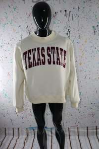 Sudadera TEXAS STATE CREAM con Cuello Alto, 100% Marrón, Apliques Bordados, Sudadera de Cuello Ancho, URBAN PRODUCTIONS - Product Image 2