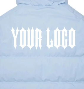 <b>Light</b> Blue Canvas Stand Collar <b>Puffer</b> <b>Jacket</b> Winter Casual Zipper Front Windproof Polyester Shell Regular Fit Unisex - Product Image 3