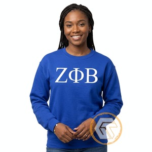 Sweat-shirt à col rond en molleton de coton, personnalisé et brodé, pour femmes, de la sororité Zeta Phi Beta, idéal pour l'hiver, vente en gros - Product Image 1