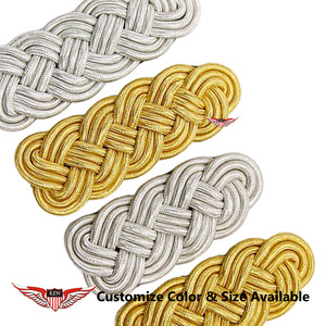 KEW Customized Bullion Wire Mylar Thread <b>Braided</b> Eco-Friendly Epaulettes Black Back Embroidered Garment <b>Accessory</b> - Product Image 4