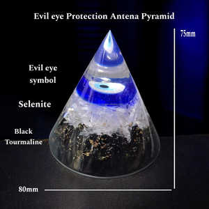 Venta al por mayor de alta potencia mal de ojo blindaje EMF protección selenita turmalina negra piedra preciosa en forma de cono orgón pirámide a granel - Product Image 4