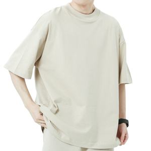 เสื้อยืด100% คอปกหนาสำหรับผู้ชายเสื้อยืดผ้าฝ้ายสีขาวทึบทึบทึบ - Product Image 6