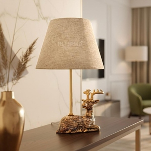 Luxury design antique brass Deer <b>Table</b> Lamp Modern Reindeer Base Linen Shade Creative Animal <b>Bedside</b> Light Bedroom decor - Product Image 6