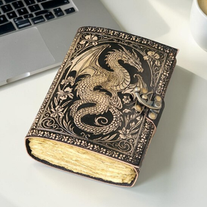 Handmade Leather Dragon <b>Journal</b> Hardcover Embossed Grimoire Genuine Leather Notebook Vintage <b>Writing</b> Diary Gift - Product Image 2