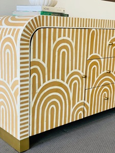 Mueble de Almacenamiento Moderno con Incrustaciones de Hueso y Diseño Art Deco, con 3 Cajones y Puertas de Tablero para Sala de Estar - Product Image 5