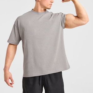Customized Breathable Casual Tee Shirts Oversized Cotton Men Boxy Shirts Short Sleeve <b>Drop</b> Shoulder Heavy Weight Shirt - Product Image 5