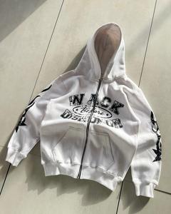 Sweat à capuche streetwear d'hiver pour homme, effet vieilli, avec logo personnalisé imprimé, patch brodé, coupe oversize, en molleton 100% coton 370g - Product Image 2