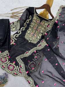 India y Pakistán Ropa Última Ropa India Look Top Sharara Traje Dupatta en Bordado Trabajo Personalizar Ropa Étnica al por mayor - Product Image 6