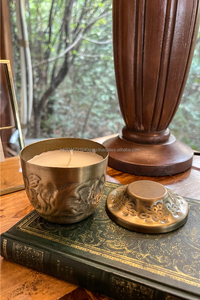 Antique Embossed Wax Filled Metal Jar Candle For Christmas Home Wedding Decor - Product Image 6