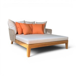 Cama de Día de Lujo para Patio Exterior con Estructura de Madera de Teca y Cojines Impermeables, Duradera y Ecológica, para Muebles de Patio de Hotel o Villa - Product Image 4