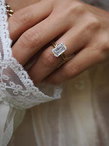 3 Carat Emerald Cut Lab Grown <b>Diamond</b> Solitaire <b>Ring</b>, IGI Certified - Product Image 1