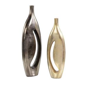 Vase à fleurs décoratif en aluminium moulé doré et cuivré pour la décoration intérieure Meilleure vente - Product Image 1