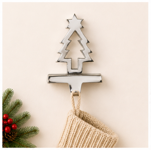 Elegant Hollow Chrome Christmas <b>Stocking</b> Hanger Set Durable Stainless Steel Tree Shape Fireplace Hook For Xmas Party Favors Home - Product Image 2