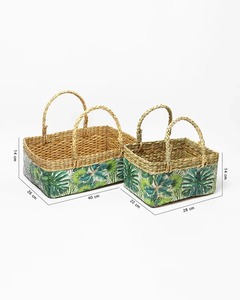 Ensemble de 2 paniers en jonc de mer peints, faits à la main, paniers de rangement, vente en gros, écologiques, fabriqués au Vietnam - Product Image 2