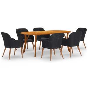 Juego de Comedor de Patio de 7 Piezas en Negro para Uso en Jardín - Product Image 2
