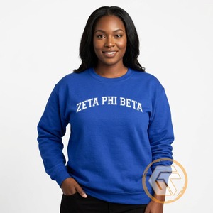 เสื้อสเวตเชิ้ตคอกลมปักลายตามสั่งสำหรับสตรีชมรม Zeta Phi Beta ฤดูหนาว สีพื้น ย้อมสี ผลิตโดย Greek Treasures Wholesale - Product Image 4