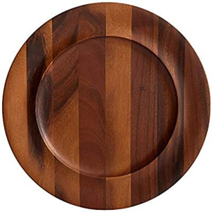 Assiette de service ronde en bois avec bordure gravée, design minimaliste, fait main, plat décoratif pour la mise en place de la table - Product Image 4