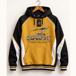 เสื้อฮู้ดเบสบอลสีทอง-ดำ-ขาว แบบสั่งตัดเย็บโดยตรงจากโรงงาน Ziakot ขายส่ง - Product Image 1