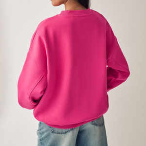 Sudadera de cuello redondo extragrande para mujer, de forro polar, con logo frontal impreso OEM, colores personalizados, manga larga, ecológica, para invierno, venta al por mayor - Product Image 6