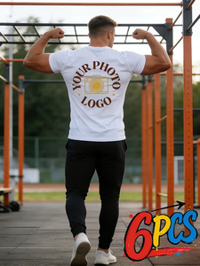 Customized 6pcs Set Men's Quick-Dry Sports <b>T</b>-Shirts 3 Positions Print Custom Logo/Pattern on Chest Sleeve And <b>Back</b> Lightweight - Product Image 5