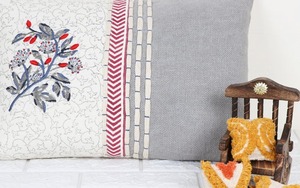 Boho Gray White Tufted Cushion <b>Cover</b> Floral Patch Embroidery Decorative <b>Pillow</b> <b>Cover</b> for Sofa Home Decor - Product Image 5