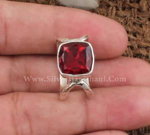 Bague de déclaration en argent sterling 925 avec quartz rouge naturel serti clos, pour femme, bijoux de mode, vente en gros - Product Image 2