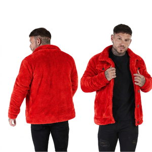 Men's Faux Fur Fleece Jacket <b>Thick</b> Warm <b>Winter</b> <b>Coat</b> Turn-down Collar Regular Fit Casual Style Solid Color Button Closure - Product Image 3