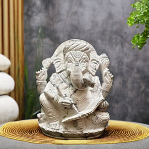 Statue de Ganesha en howlite de haute qualité, fabriquée à la main, figurine Rudra Gems, imperméable, bouddhiste, fabriquée en Inde, pierre de guérison cristalline - Product Image 2