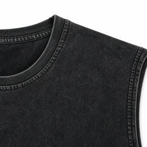 Custom Washed Black Sleeveless <b>Tank</b> <b>Top</b> <b>Men</b> Blank Cotton Muscle Shirt Streetwear Gym Wear OEM Wholesale - Product Image 6