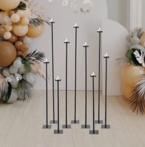 Wholesale <b>Black</b> Metal Floor Candle <b>Holder</b> Set Tall Freestanding Taper <b>Candlestick</b> Stands Event Wedding Venue Home Decor - Product Image 1