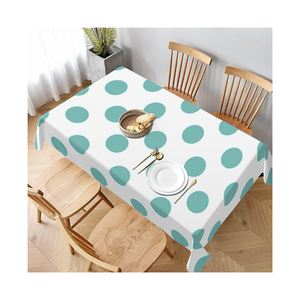 Luxurious Lightweight Rectangular Fade Resistant <b>Tablecloth</b> With Teal Polka Dots Washable Minimalist Design For Home Use - Product Image 1