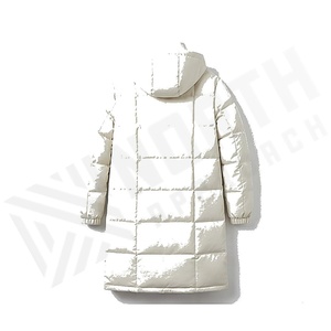 Veste matelassée à capuche, manches longues, coupe-vent d'hiver, rembourrage en polyester épais, couleur unie, manteau long - Product Image 2