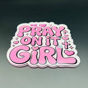 Pray On It Girl" Acrylic Fridge Magnet Aesthetic <b>Pink</b> Christian Faith Eyelash Tile Palette Clear Die-Cut Religious Lash Holder - Product Image 5