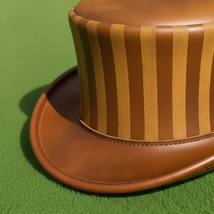 Premium quality custom made Handmade Striped brown Leather <b>Top</b> Hat Steampunk Victorian Cosplay - Product Image 5