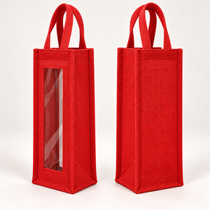 Sacs cadeaux pour bouteilles de vin en jute naturel laminé sans impression 13x36x13 cm Logo personnalisé Vente en gros OEM Marque privée Modèle SNC139 - Product Image 6