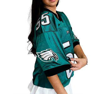 Camiseta Deportiva Verde para Mujer, Estilo Urbano, Malla Transpirable, Bordado de Número Personalizado, para Fútbol Americano, Marca Privada OEM - Product Image 5