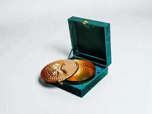 Gold Plated Hammered Metal Bowl <b>Lid</b> and Box Set <b>Decorative</b> Gift Bowl for Wedding Holiday Corporate Gifting - Product Image 3