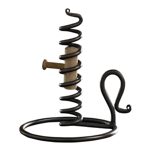 Élégant porte-bougie circulaire en fer avec finition noire thermolaquée pour la décoration, l'éclairage extérieur et la table à manger - Product Image 3