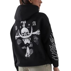 เสื้อฮู้ดดี้สตรีทแวร์ผ้าฝ้าย 100% คุณภาพสูง ลายหนวดขาว - เสื้อฮู้ดดี้โอเวอร์ไซส์ทรงครอปแบบ unisex  แบบสวมหัว - Product Image 2