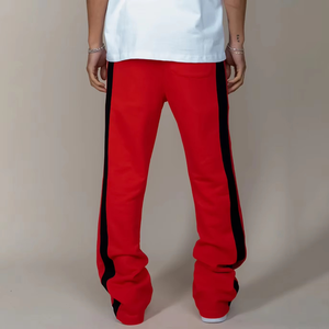 2026 New Design <b>Men</b> Casual Mid Waist Flare <b>Trouser</b> Lightweight Canvas Quick Dry Striped <b>Drawstring</b> Closure Lace Decoration High - Product Image 4