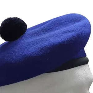 Gorro Balmoral Escocés Liso Azul Vibrante, Gorro de Lana Balmoral, Gorro de Pípere para Kilt, OEM ODM - Product Image 4